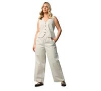 Yours Curve Ivory Pinstripe Wide Leg Jeans - Women's - Plus Size Curve