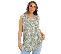 Yours Curve Ivory White Leaf Print Sleeveless Blouse - Women's - Plus Size Curve