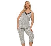 Yours Curve Ivory White Leopard Soft Touch Cropped Pyjama Set - Women's - Plus Size Curve