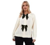 Yours Curve Ivory White Satin Bow Front Cardigan - Women's - Plus Size Curve