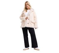 Yours Curve Ivory White Shaggy Faux Fur Trim Coat - Women's - Plus Size Curve