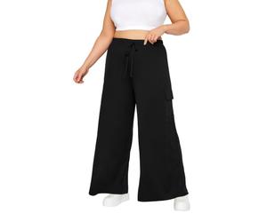 Yours Curve Jersey Wide Leg Cargo Trousers - Women's - Plus Size Curve