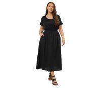 Yours Curve Jersey & Woven Mix Fabric Midaxi Skater Dress - Women's - Plus Size Curve Black