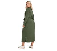 Yours Curve Khaki Button Front Ribbed Tie Waist Midi Dress - Women's - Plus Size Curve