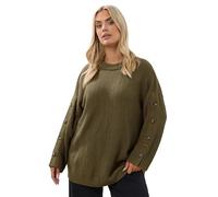 Yours Curve Khaki Button Sleeve Jumper - Women's - Plus Size Curve