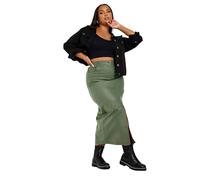 Coated Split Hem Midaxi Skirt Yours Green 22