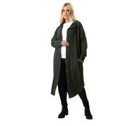 Yours Curve Khaki Green Button Through Hooded Jacket - Women's - Plus Size Curve