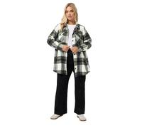 Yours Curve Khaki Green Check Shacket - Women's - Plus Size Curve