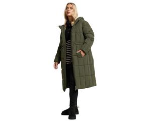 Yours Curve Khaki Padded Midi Puffer Coat - Women's - Plus Size Curve