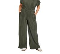 Yours Curve Green Plisse Wide Leg Trousers - Women's - Plus Size Curve