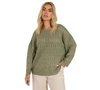 Yours Curve Khaki Pointelle Knitted Jumper - Women's - Plus Size Curve