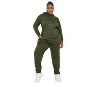 Yours Curve Green Ribbed Hoodie - Women's - Plus Size Curve