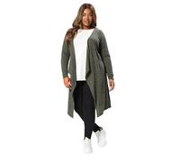 Yours Curve Khaki Ribbed Midaxi Waterfall Cardigan - Women's - Plus Size Curve