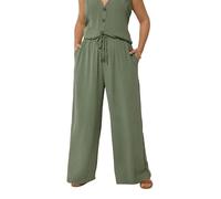 Yours Curve Khaki Twill Wide Leg Trousers - Women's - Plus Size Curve