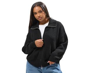 Yours Curve Knitted Collared Bomber Cardigan - Women's - Plus Size Curve