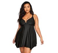Yours Women's Knotted Strap Hanky Hem Swim Dress in Black | Size: 18 Yours Black 18