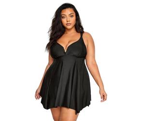 Yours Curve Knotted Strap Hanky Hem Swim Dress - Women's - Plus Size Curve