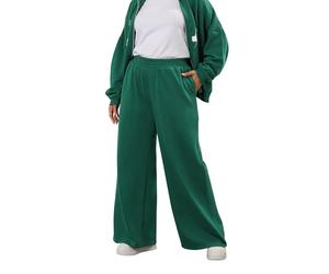 Yours Curve 'La' Wide Leg Joggers - Women's - Plus Size Curve Green
