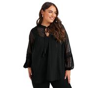 Yours Curve Lace Detail Dobby Blouse - Women's - Plus Size Curve Black