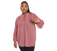 Yours Curve Lace Detail Dobby Blouse - Women's - Plus Size Curve Pink