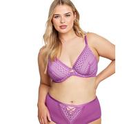 Yours Curve Lace Detail Non-Padded Bra - Women's - Plus Size Curve Purple