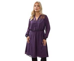 Yours Curve Lace Dobby Midi Dress - Women's - Plus Size Curve Purple