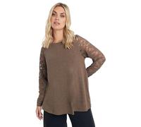 Yours Curve Lace Long Sleeve Top - Women's - Plus Size Curve Brown