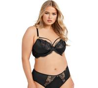 Yours Women's Lace Strap Detail Satin Underwired Bra in Black | Size: 46DD Yours Black 46DD