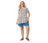 Yours Curve Leaf Contrast Stitch Swing T-Shirt - Women's - Plus Size Curve