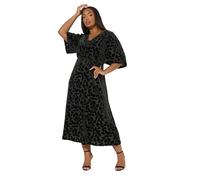 Yours Curve Leaf Devore Velvet Maxi Dress - Women's - Plus Size Curve Black