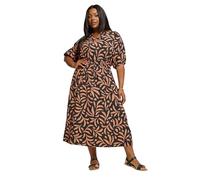 Yours Women's Leaf Notch Neck Midaxi Dress in Brown | Size: 14 Yours Brown 14