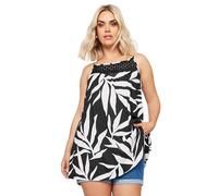 Yours Curve Leaf Print Crochet Vest Top - Women's - Plus Size Curve Black