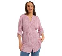 Yours Curve Leaf Print Pintuck Blouse - Women's - Plus Size Curve Pink