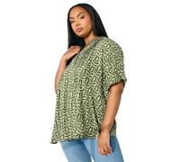 Yours Curve Leaf Print Pintuck Top - Women's - Plus Size Curve Green