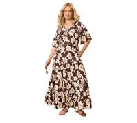 Yours Curve Leaf Print Tie Maxi Dress - Women's - Plus Size Curve