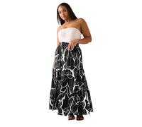 Yours Curve Leaf Print Tiered Maxi Skirt - Women's - Plus Size Curve Black