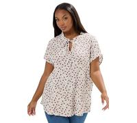 Yours Curve Leaf Textured Frill Neck Top - Women's - Plus Size Curve White