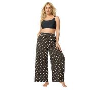 Yours Curve Leopard & Cherry Print Crinkle Beachwear Wide Leg Trousers - Women's - Plus Size Curve
