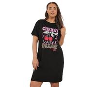 Yours Curve Leopard 'Cherry Sweet Dreams' Sleep Tee Nightdress - Women's - Plus Size Curve Black