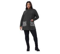 Yours Curve Leopard Diamante Embellished Pocket Top - Women's - Plus Size Curve Grey
