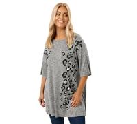 Yours Curve Leopard Embellished Drop Shoulder Top - Women's - Plus Size Curve