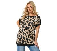 Yours Curve Leopard Eyelet Trim Top - Women's - Plus Size Curve
