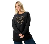 Yours Curve Leopard Heart Long Sleeve Sweatshirt - Women's - Plus Size Curve Black