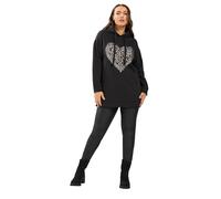Yours Women's Leopard Heart Sequin Hoodie in Black | Size: 26-28 Yours Black 26-28