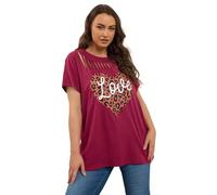 Yours Curve Leopard Heart Slash Detail Top - Women's - Plus Size Curve