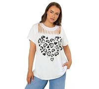 Yours Curve Leopard Heart Slash Detail Top - Women's - Plus Size Curve