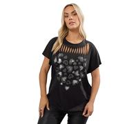 Yours Curve Leopard Heart Slash Detail Top - Women's - Plus Size Curve
