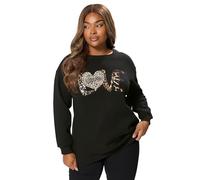 Yours Curve Leopard Heart Sweatshirt - Women's - Plus Size Curve Black