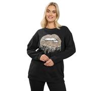 Yours Curve Leopard Lips Sequin Embellished Sweatshirt - Women's - Plus Size Curve