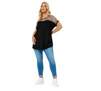 Yours Curve Leopard Mesh Panel Top - Women's - Plus Size Curve